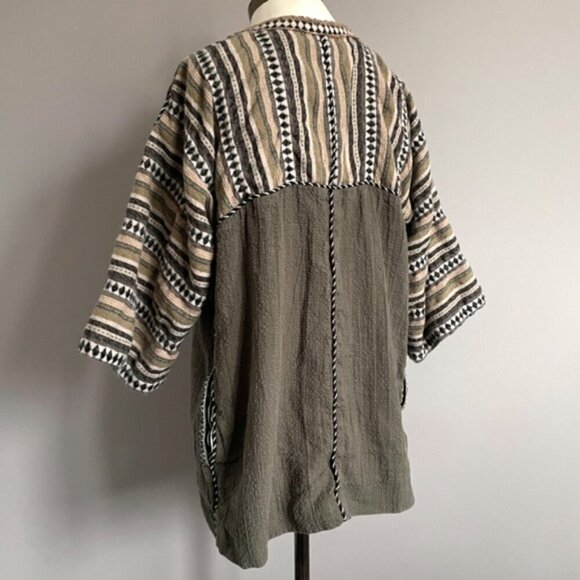 Zara Khaki Green Embroidered Open Kimono Robe Jacket - S/M 🇪🇸 - Picture 7 of 9